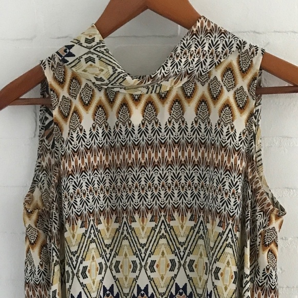 Mini Dress retro art deco print Swing Shift dress flowy Lightweight M - Picture 2 of 15